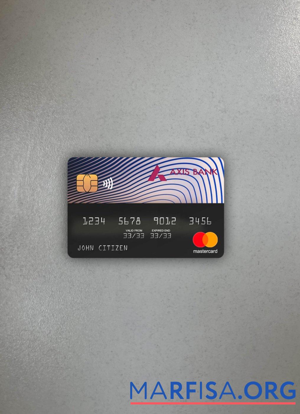 Printable India Axis bank mastercard photolook front example